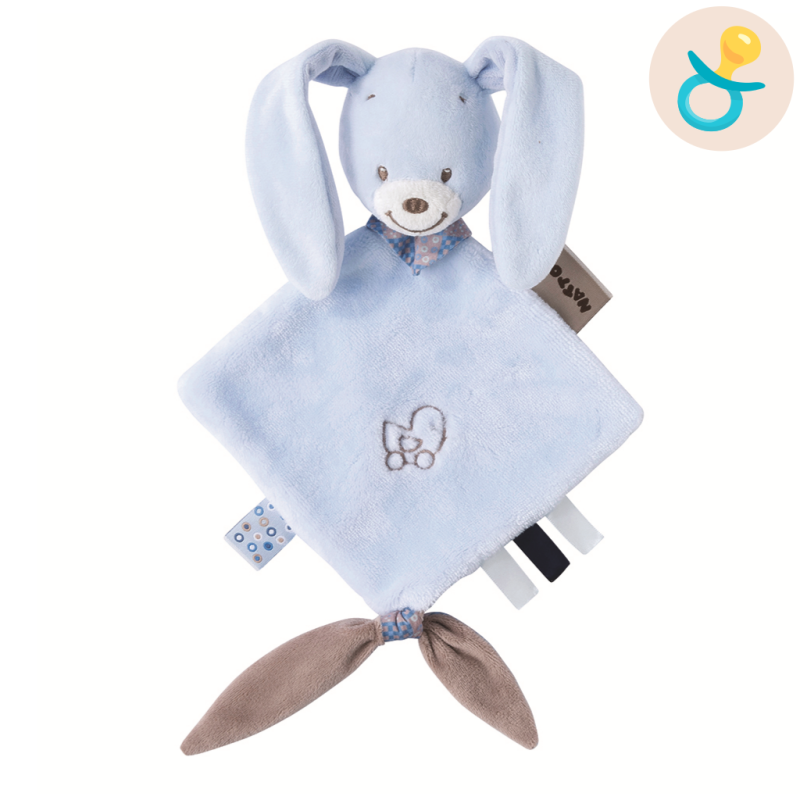  alex et bibou plat lapin bleu beige 